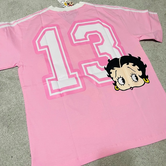 Pink Betty Boop Adult Baseball T-Shirt - Picture 2 of 4